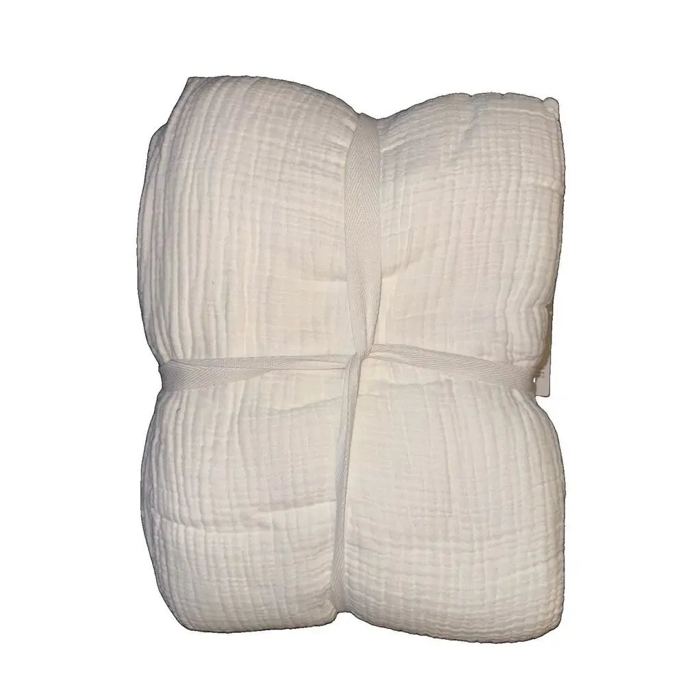 Quince Organic Airy Cotton Gauze Blanket White Full Queen NWT 100% Cotton